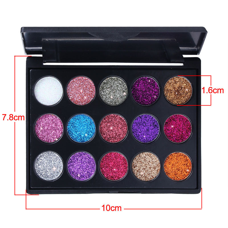 CMAA-DU 15 Color Diamond Sequin Eyeshadow Palette - HaiyiBeauty
