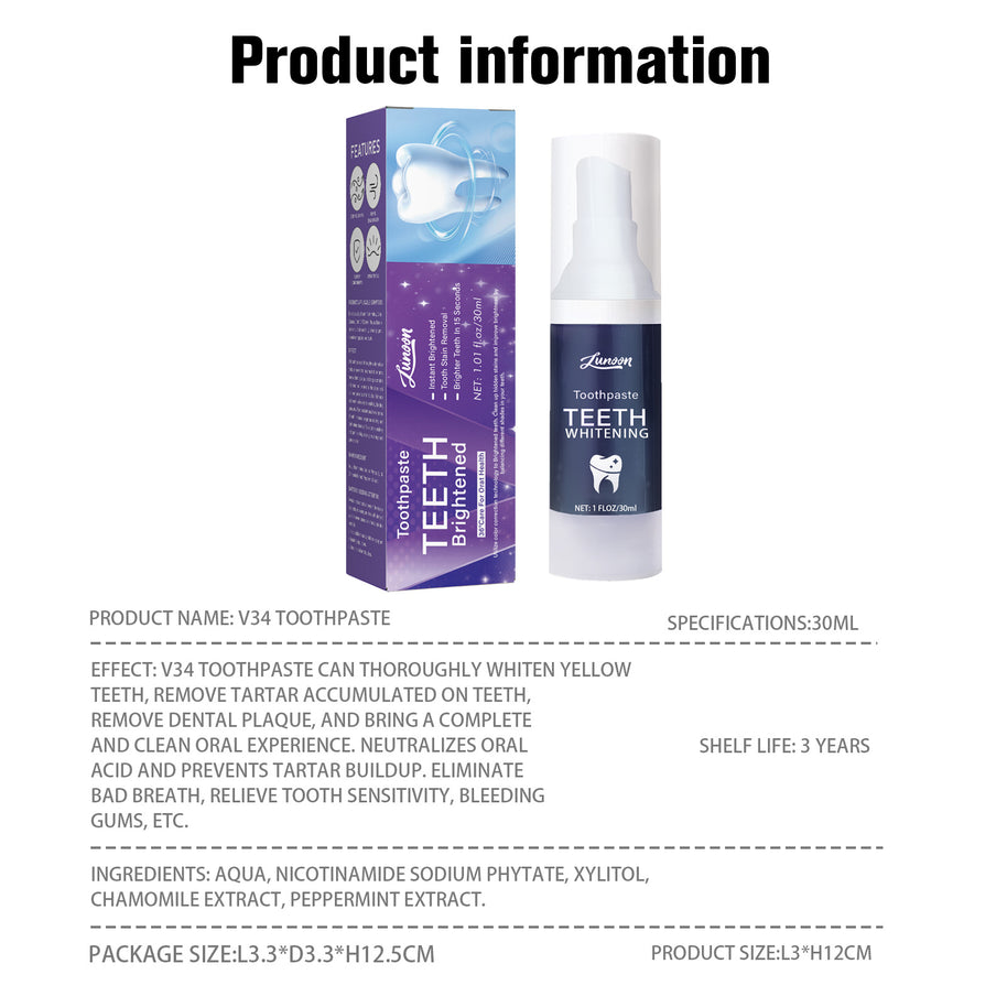 V34 Whitening Toothpaste - HaiyiBeauty