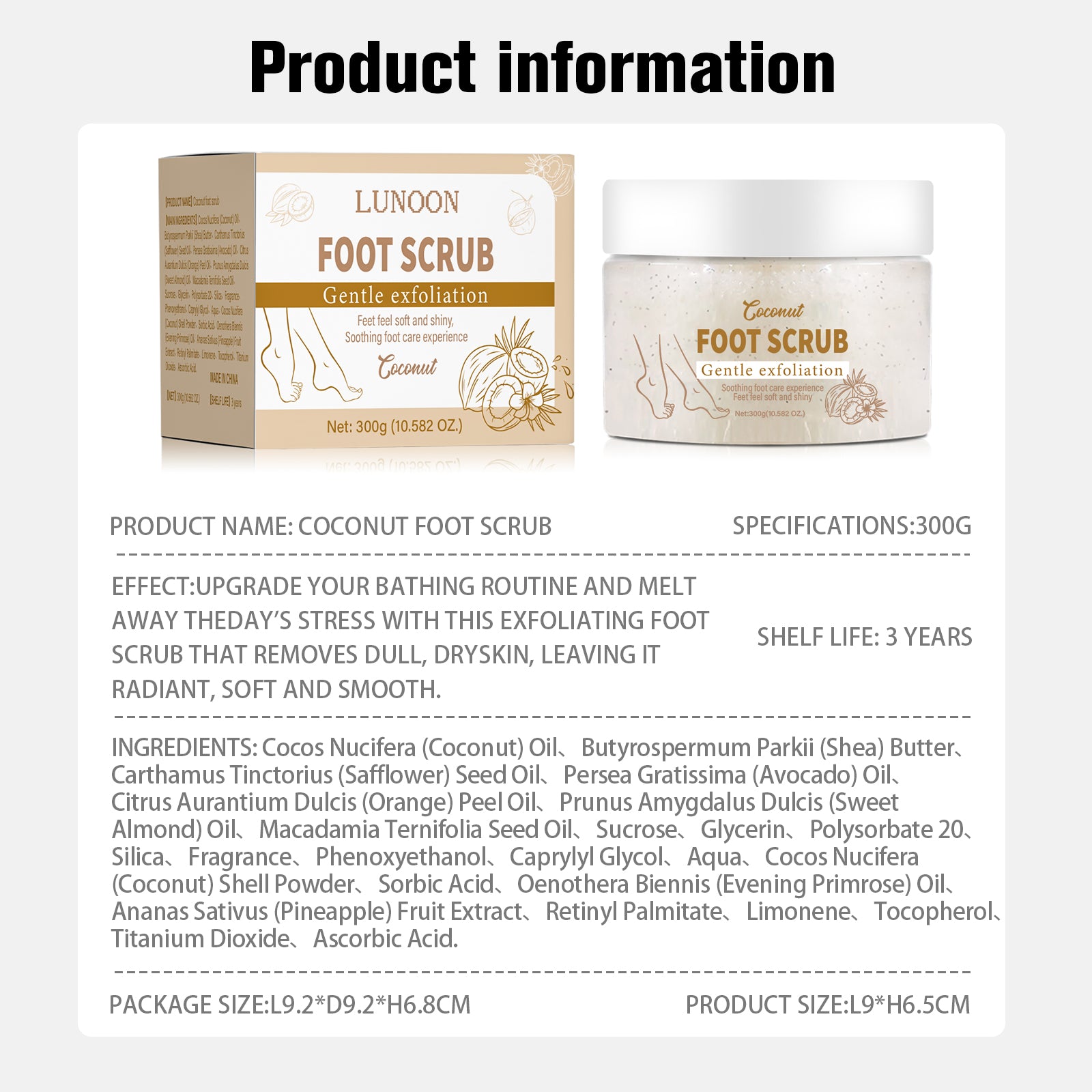 LUNOON Foot Scrub-Coconut Fragrance - HaiyiBeauty