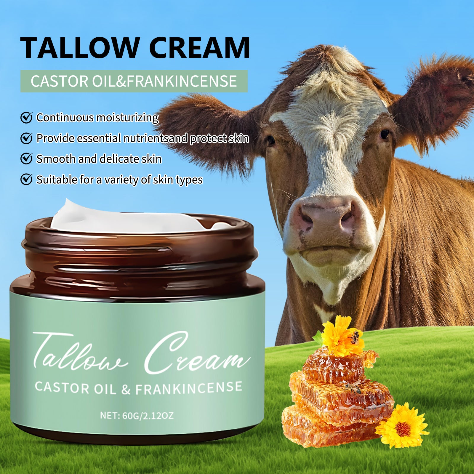 CASTOR OIL & FRANKINCENSE Tallow Cream - HaiyiBeauty