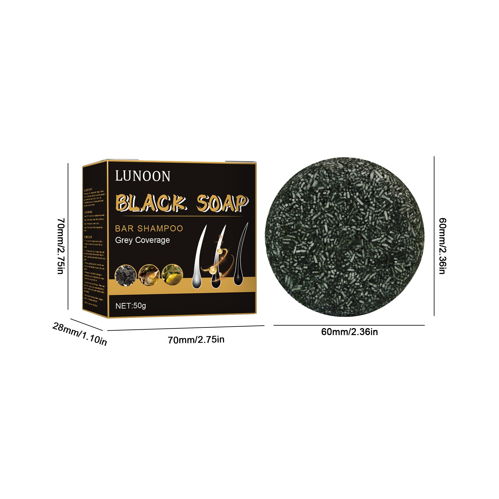 LUNOON Black Hair Soap - HaiyiBeauty