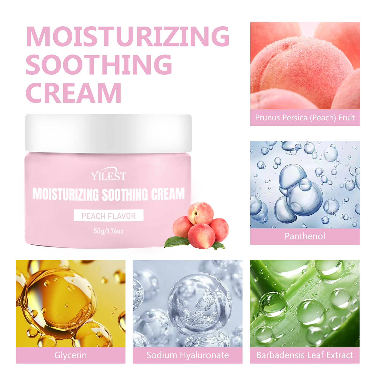 YILEST Moisturizing Soothing Cream Peach - HaiyiBeauty