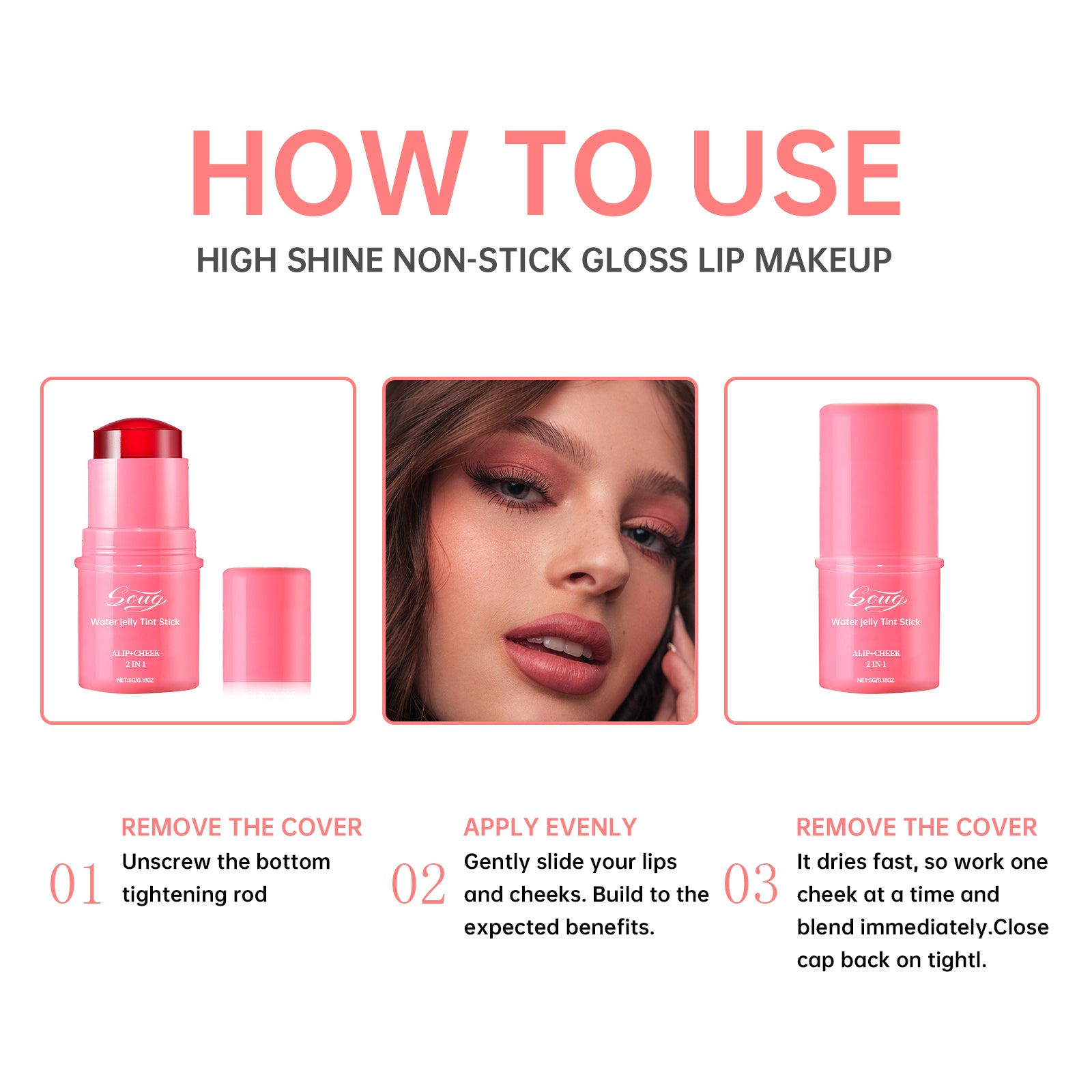 SUOG Blush Lip Gloss Stick - HaiyiBeauty