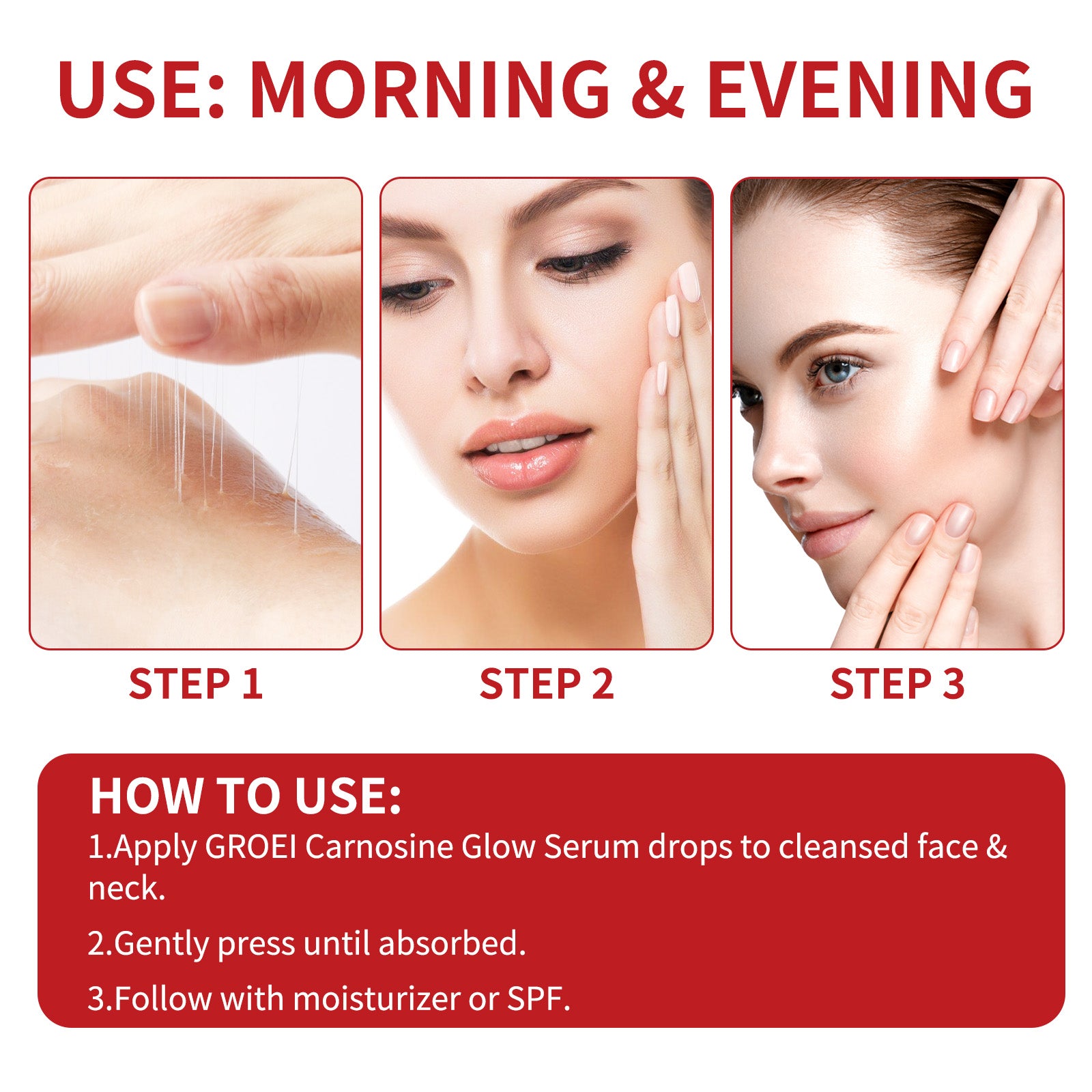 GROEI Carnosine Multi-Depth Hydration Serum for Plumper Smoother Skin