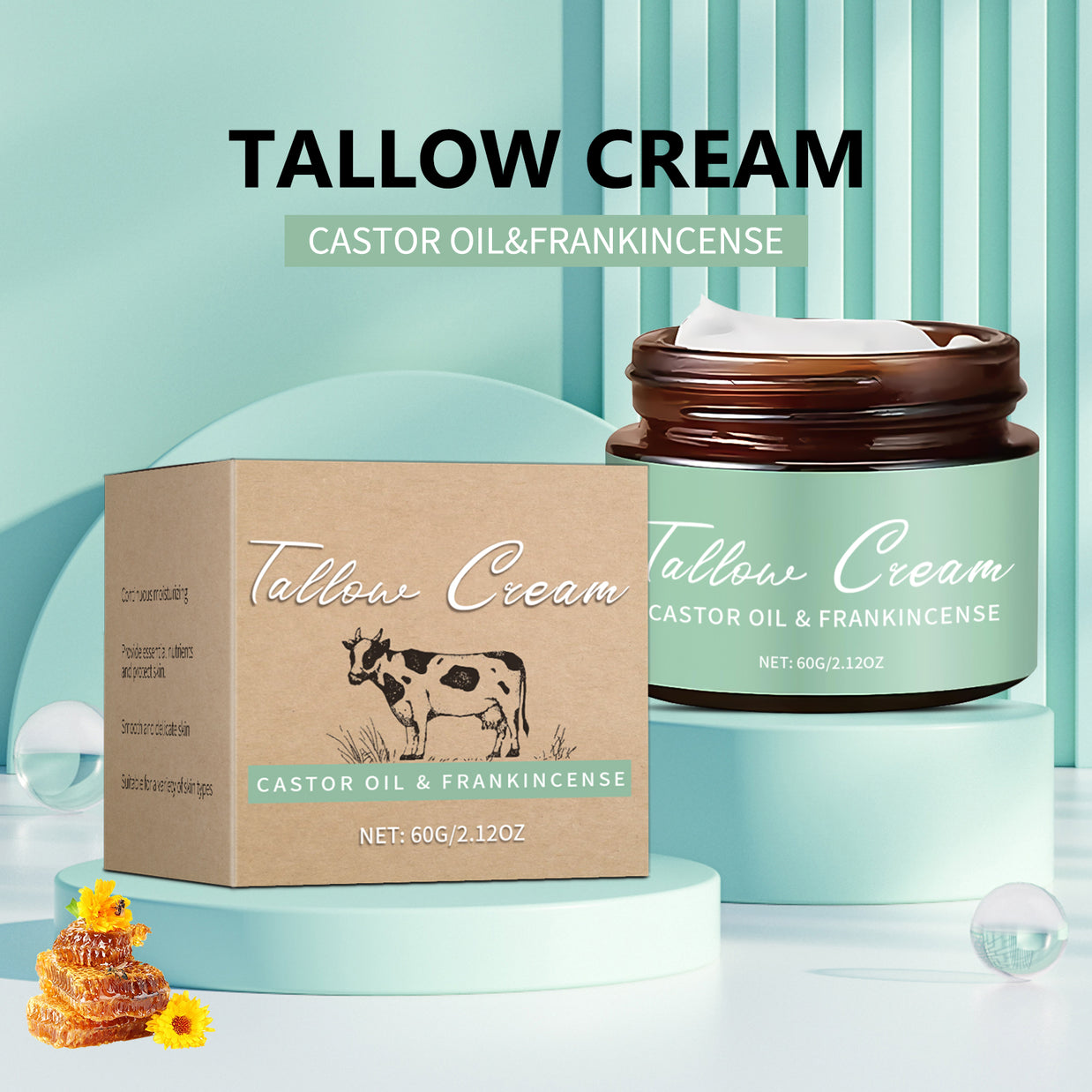 CASTOR OIL & FRANKINCENSE Tallow Cream - HaiyiBeauty