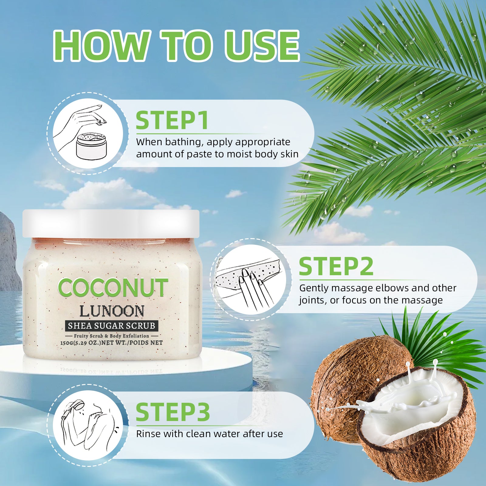 LUNOON Coconut Body Scrub - HaiyiBeauty