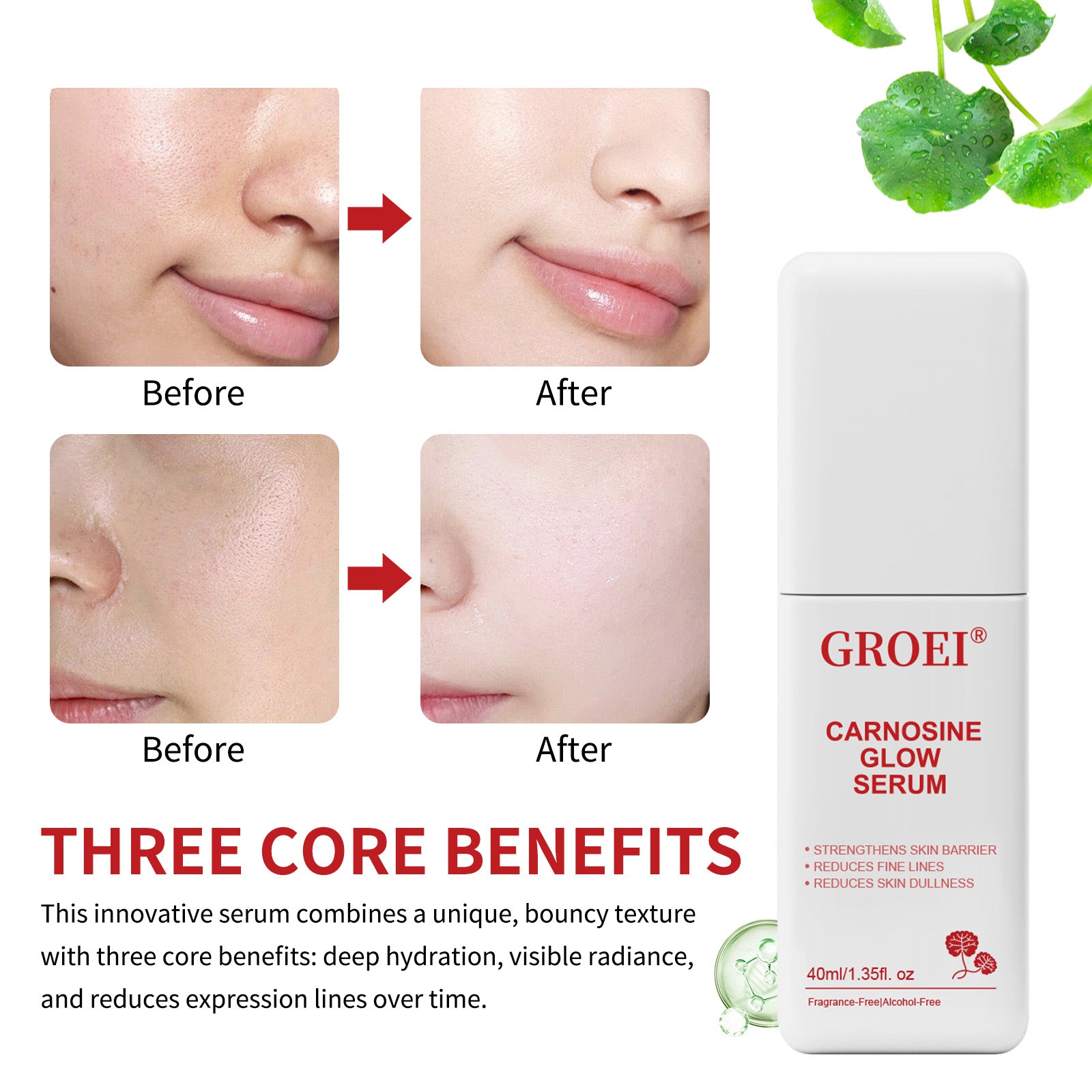 GROEI Carnosine Multi-Depth Hydration Serum for Plumper Smoother Skin