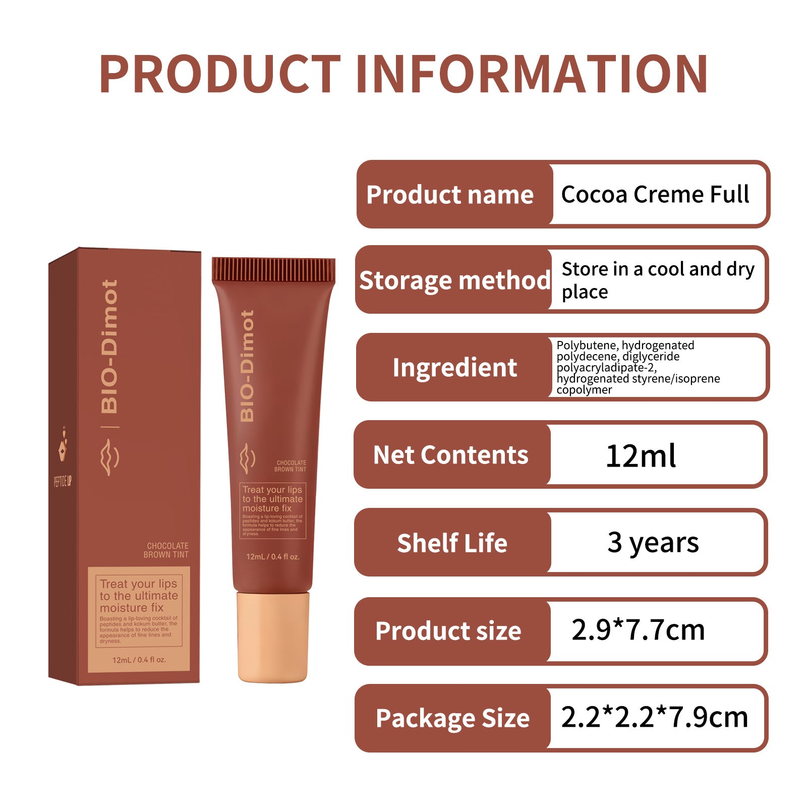 DIMOT Cocoa Cream Lipstick Reddish Brown - HaiyiBeauty