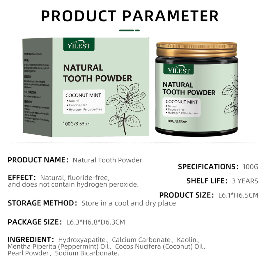 YILEST Natural Mineral Tooth Powder Coconut Mint Flavor - HaiyiBeauty